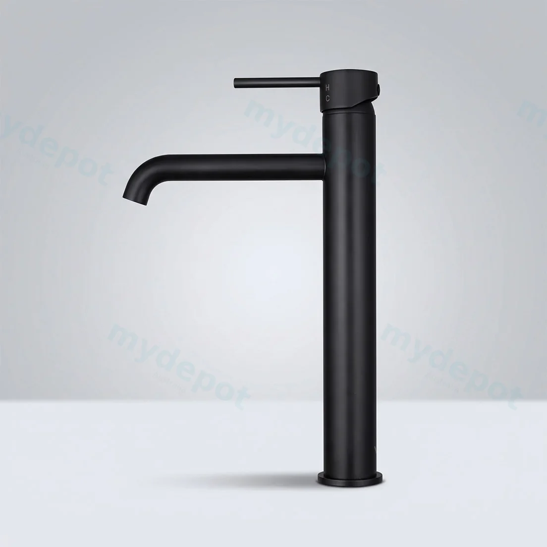 LUCID PIN Series Round Black Tall Basin Mixer