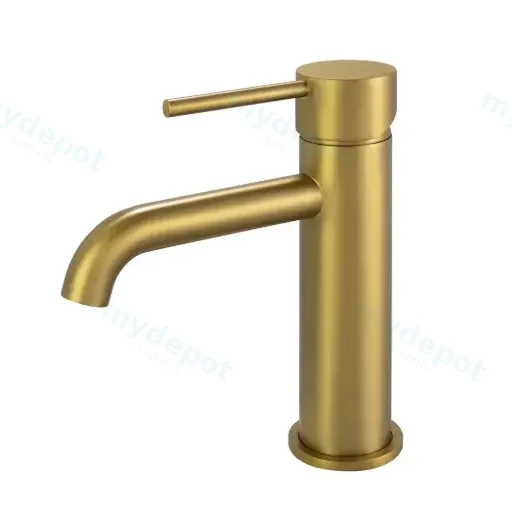LUCID PIN Series Round Brushed Brass Basin Mixer