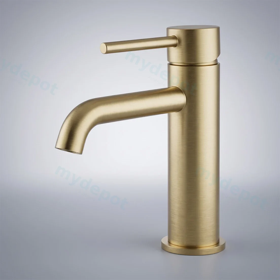 LUCID PIN Series Round Light Brushed Brass Basin Mixer