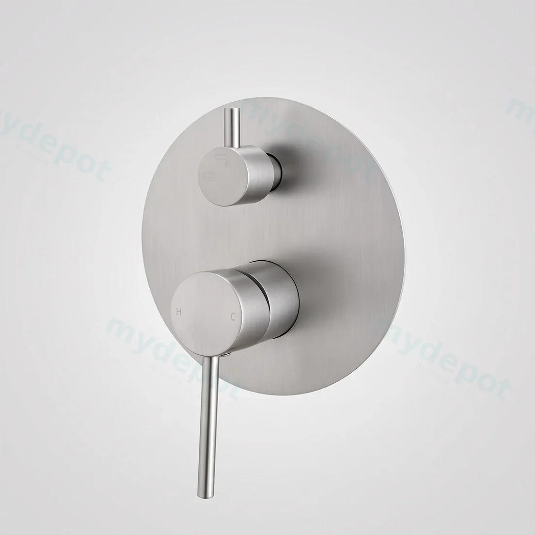 LUCID PIN Series Round Brushed Nickel Wall Mixer With Diverter