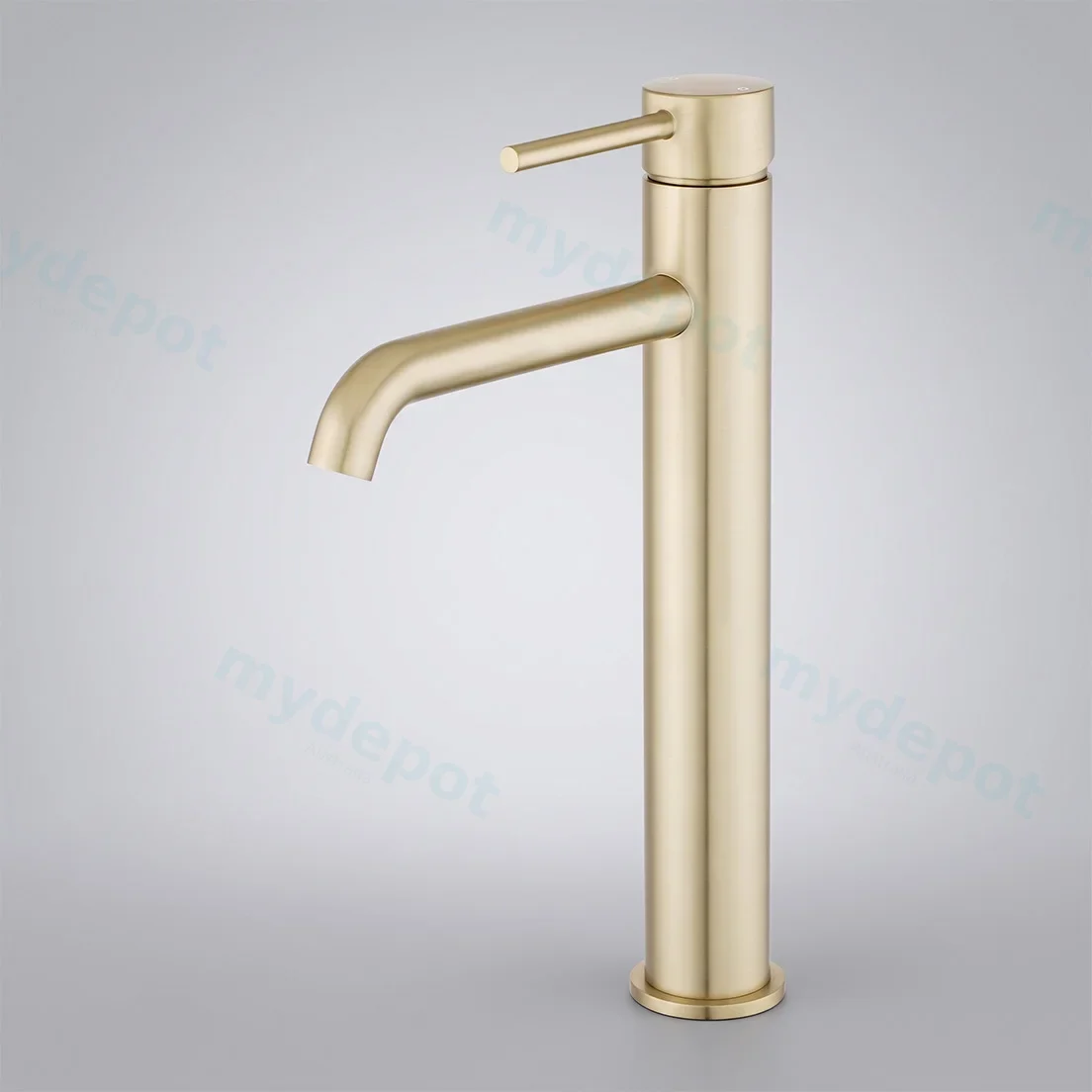 LUCID PIN Series Round Light Brushed Brass Tall Basin Mixer