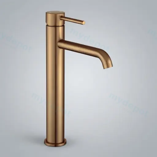 LUCID PIN Series Round Brushed Copper Tall Basin Mixer