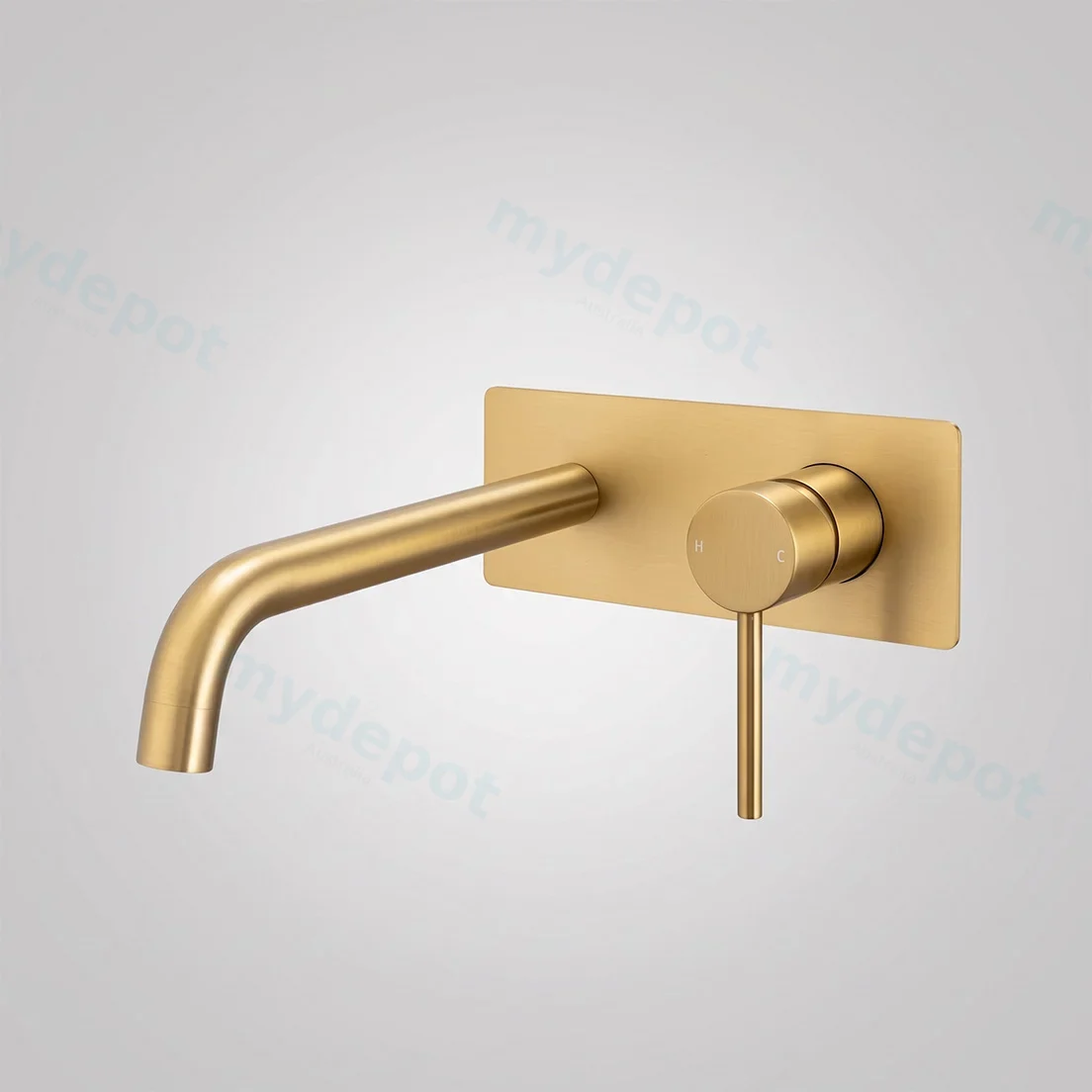 LUCID PIN Series Brushed Brass Wall Mixer With Spout