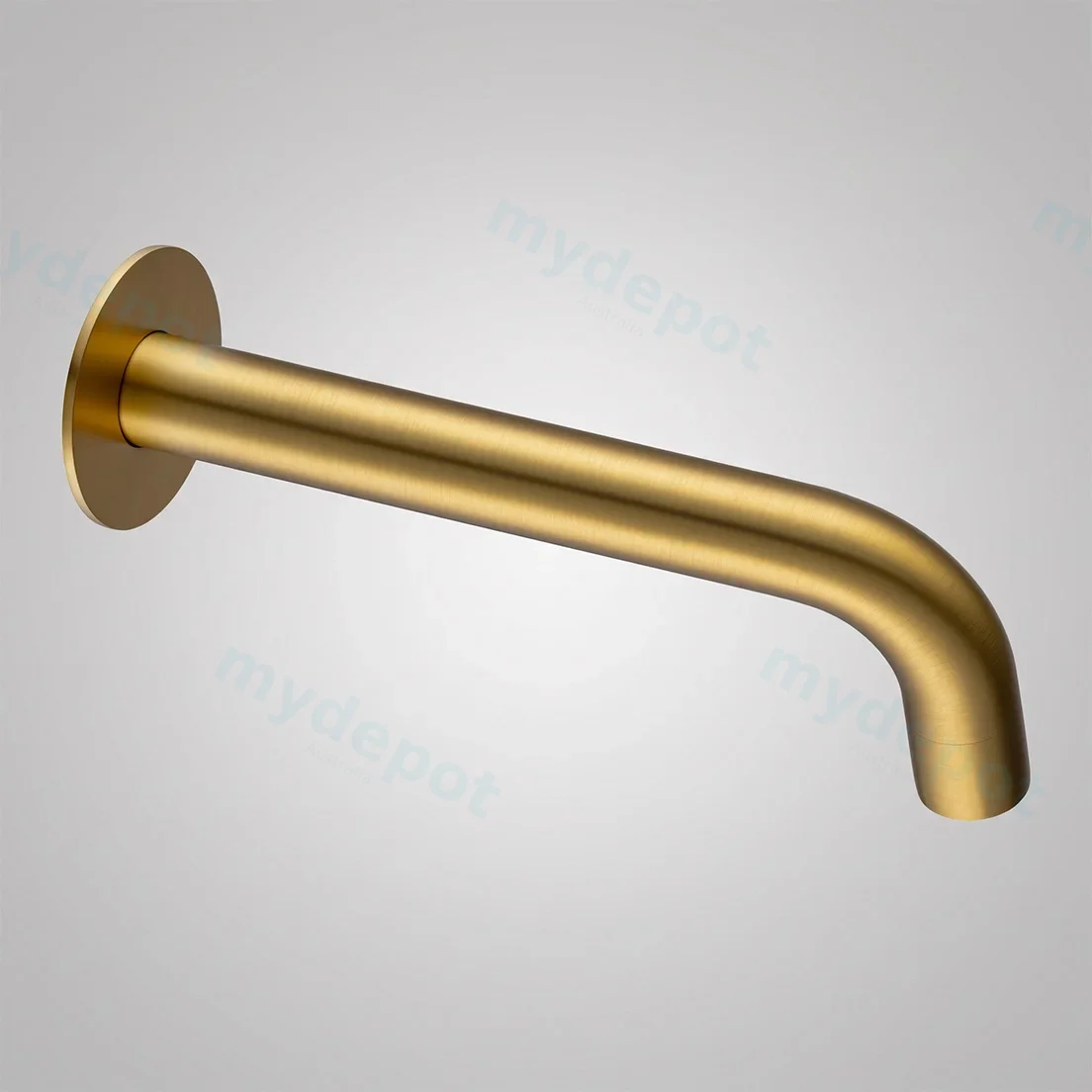 LUCID PIN Series Round Brushed Brass Bathtub/Basin Wall Spout(60mm Flat Back Plate)