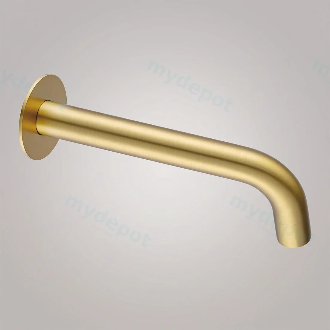 LUCID PIN Series Round Light Brushed Brass Bathtub/Basin Wall Spout(60mm Flat Back Plate)
