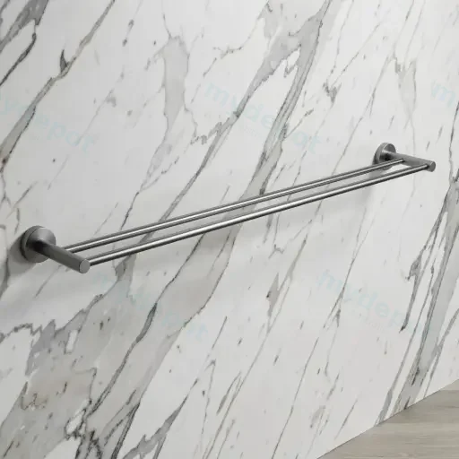 LUCID PIN Series Gun Metal Grey Double Towel Rail Rail 790mm
