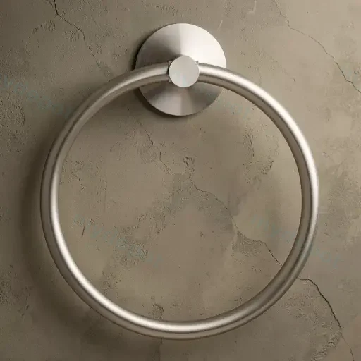 LUCID PIN Series Round Brushed Nickel Towel Ring
