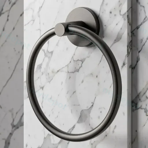 LUCID PIN Series Round Gun Metal Grey Towel Ring