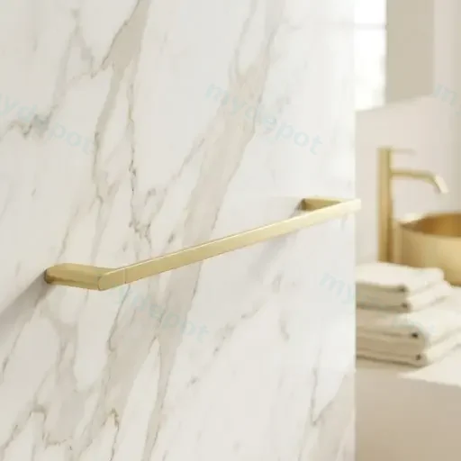 VOG Series Light Brushed Brass Single Towel Rail 600mm
