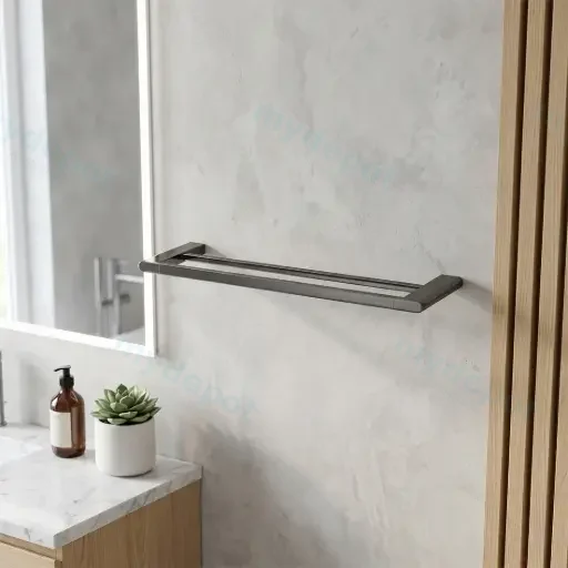 VOG Series Gun Metal Grey Double Towel Rail 600mm