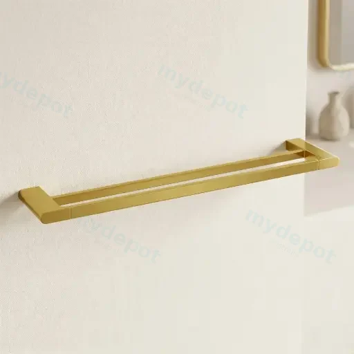 VOG Series Brushed Brass Double Towel Rail 800mm