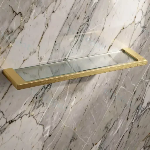 VOG Series Brushed Brass Glass Shelf