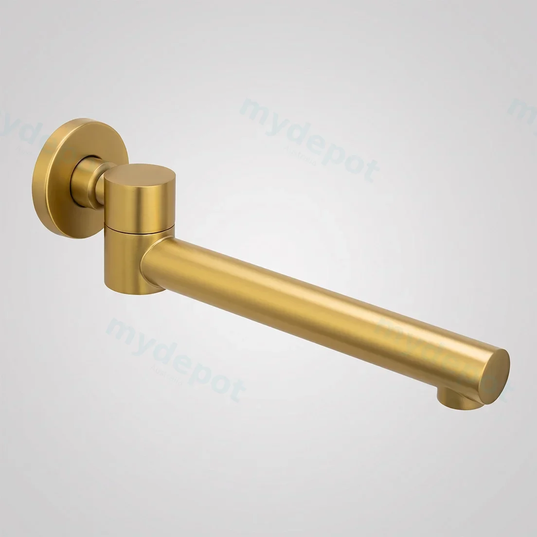 Round Brushed Brass Bathtub/Basin Swivel Wall Spout