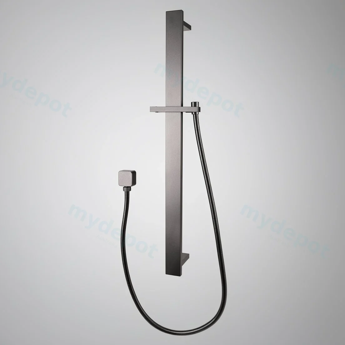 Square Gun Metal Grey Sliding Shower Rail Without Handheld Shower(PVC Hose)