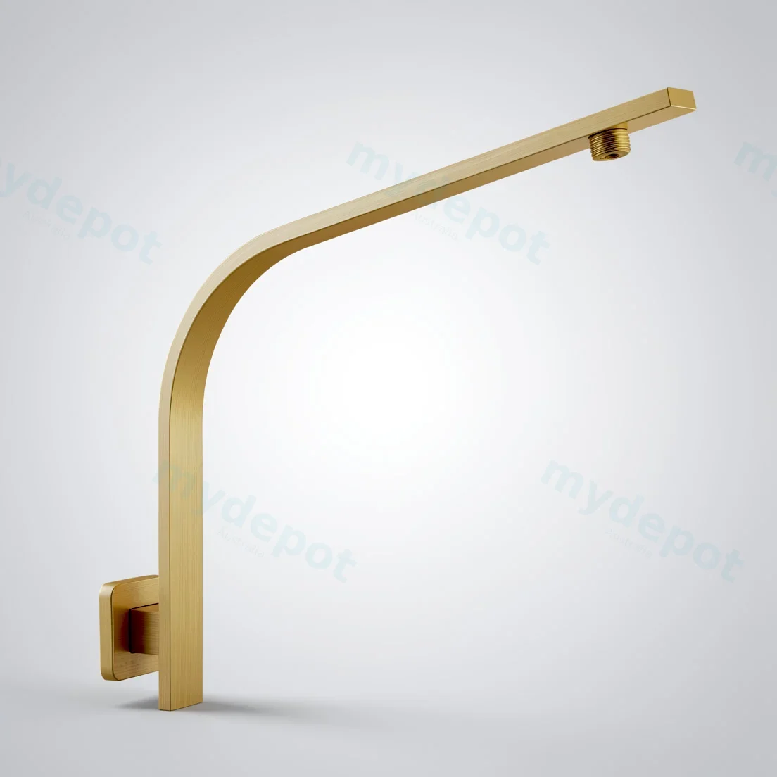 Square Brushed Brass Gooseneck Wall Mounted Shower Arm