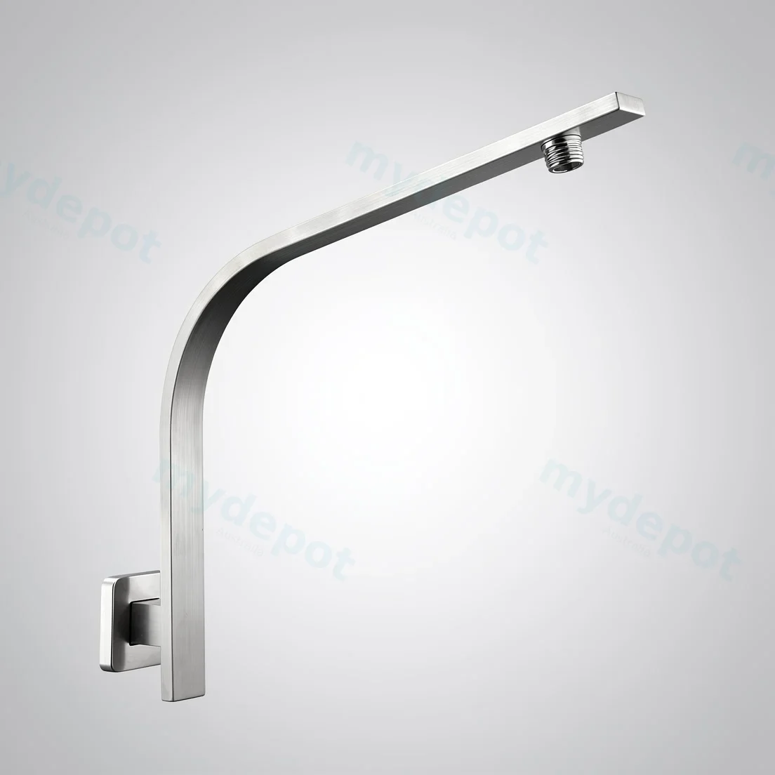 Square Brushed Nickel Gooseneck Wall Mounted Shower Arm