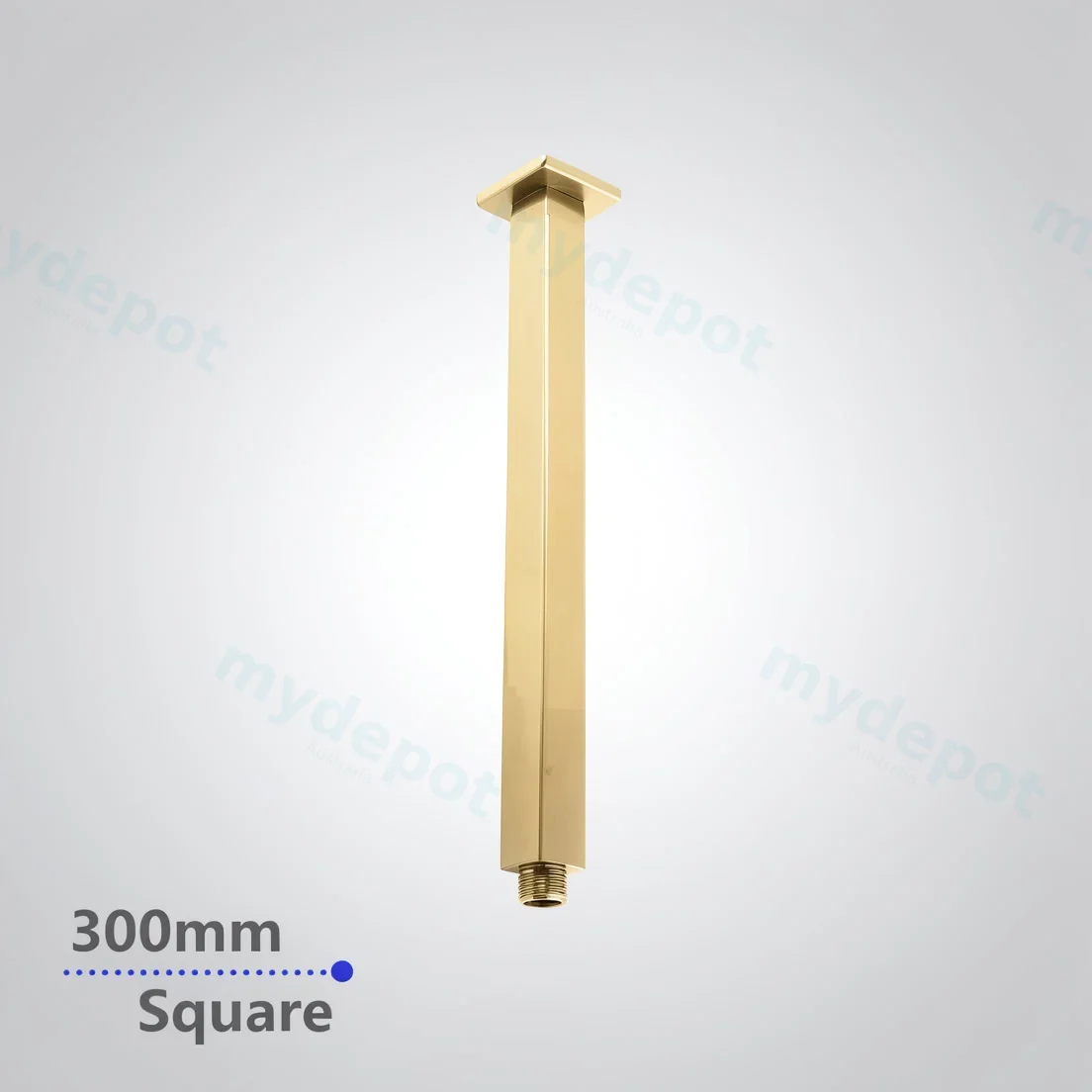 Square Brushed Brass Ceiling Shower Arm 300mm