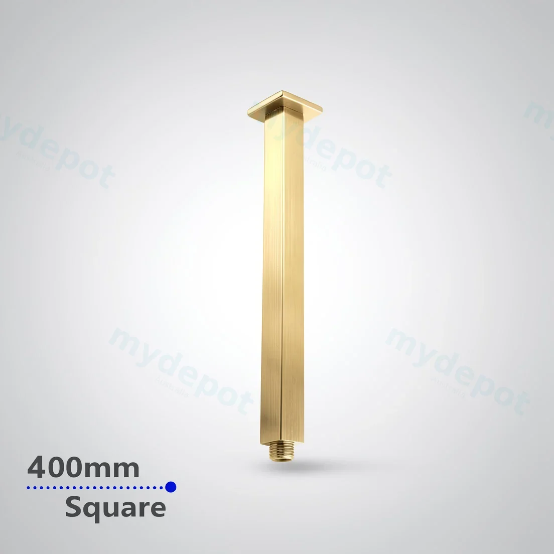 Square Brushed Brass Ceiling Shower Arm 400mm