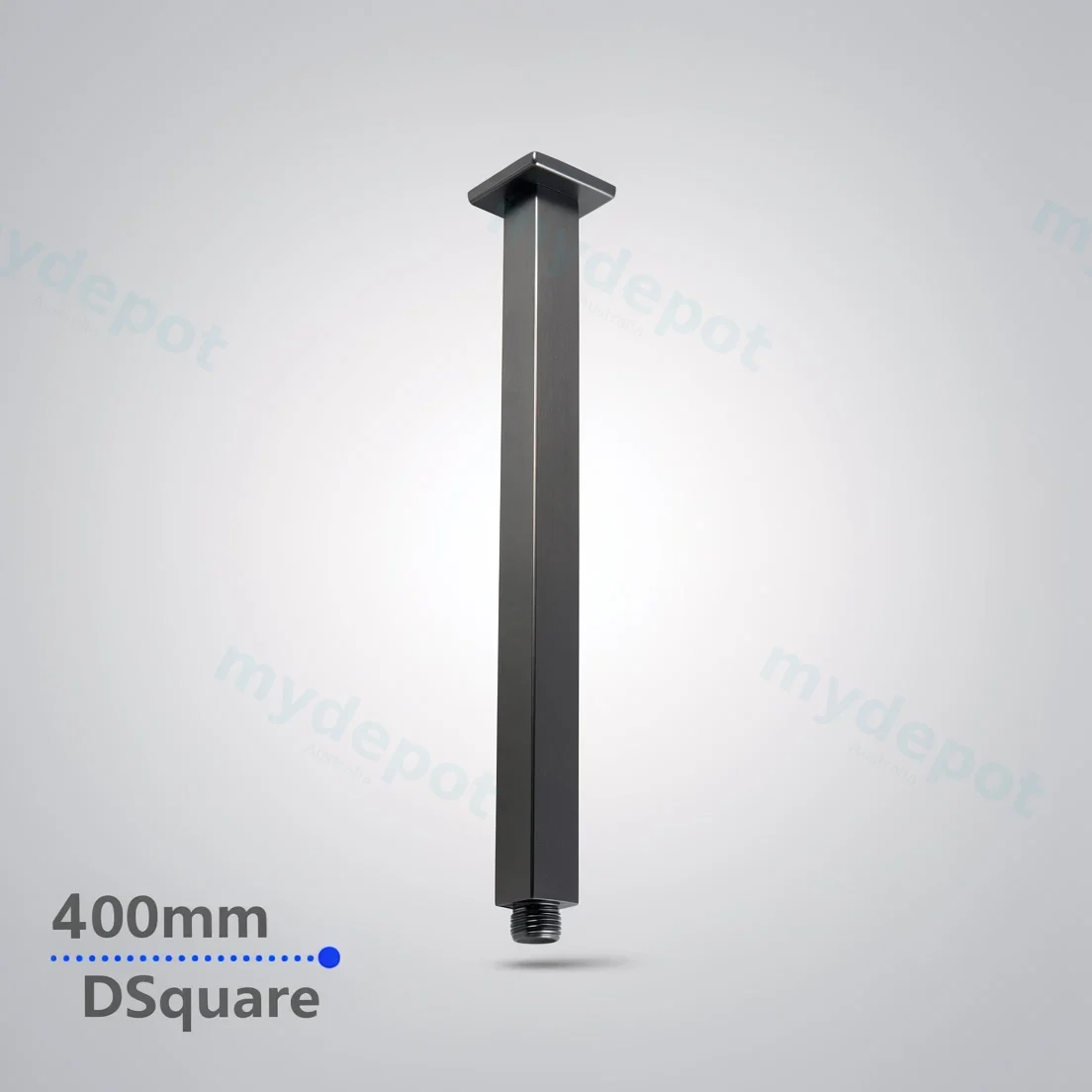 Square Gun Metal Grey Ceiling Shower Arm 400mm