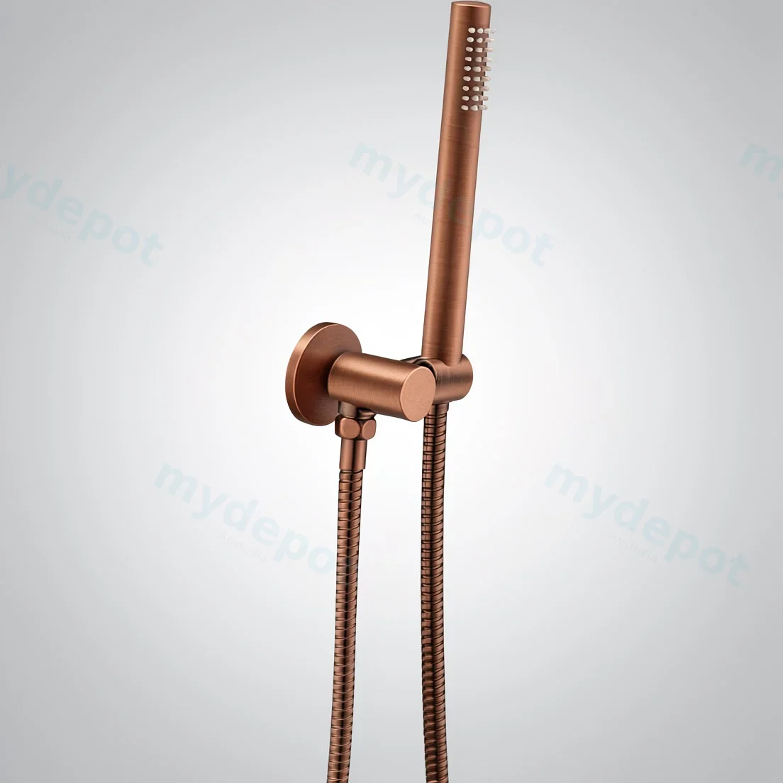 Round Brushed Copper Shower Rail With Handheld Shower(Stainless Steel Hose)