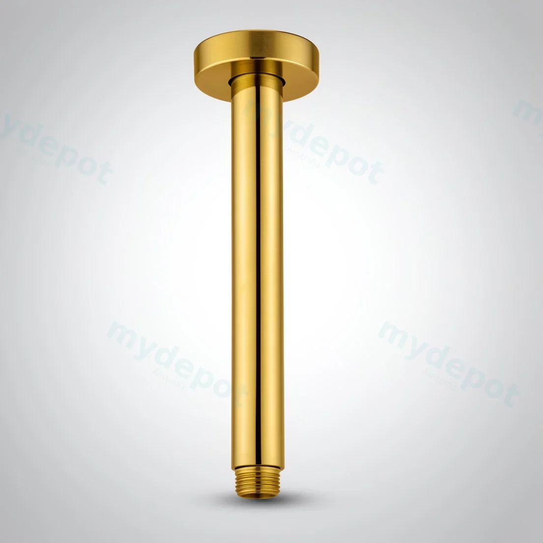 Round Brushed Brass Ceiling Shower Arm 200mm