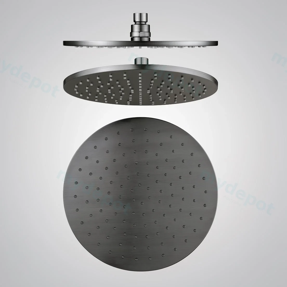 Round Gun Metal Grey Brass Shower Head 250mm