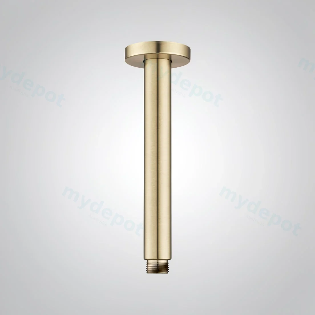 Round Light Brushed Brass Ceiling Shower Arm 200mm