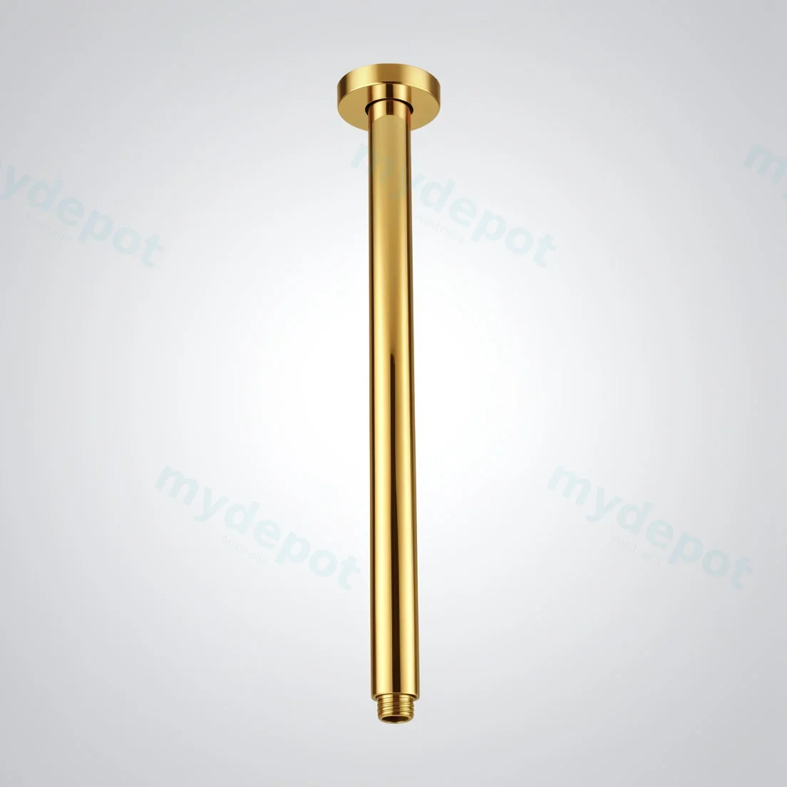 Round Brushed Brass Ceiling Shower Arm 400mm