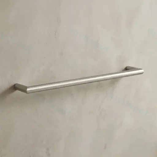 Round Horizontal Brushed Nickel Electric Heated Towel Rack Single Bar