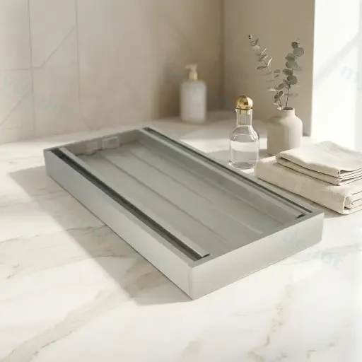 100*100*21mm Muses Brushed Nickel Ezy Flow Tile Insert Grate(Maximum 5600mm,80mm Waste)