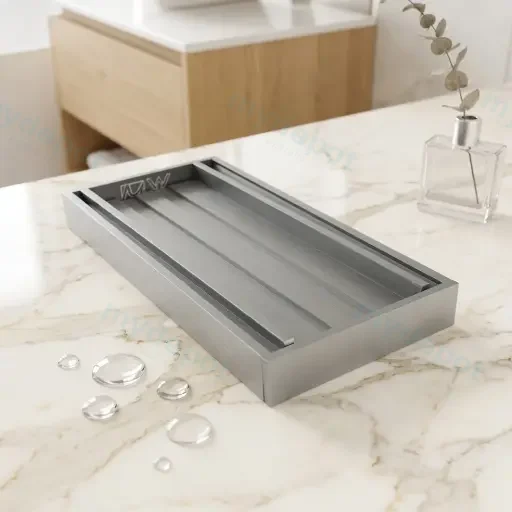100*100*35mm Muses Brushed Silver Ezy Flow Tile Insert Grate(Maximum 5600mm,50mm Waste)