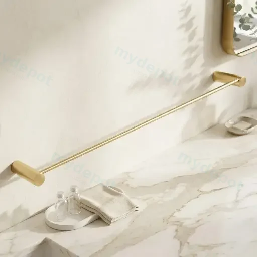 Brushed Brass Single Towel Rail 600mm