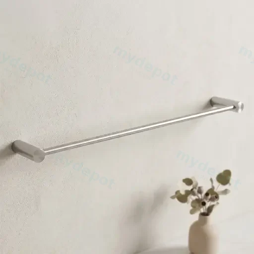 Brushed Nickel Single Towel Rail 600mm