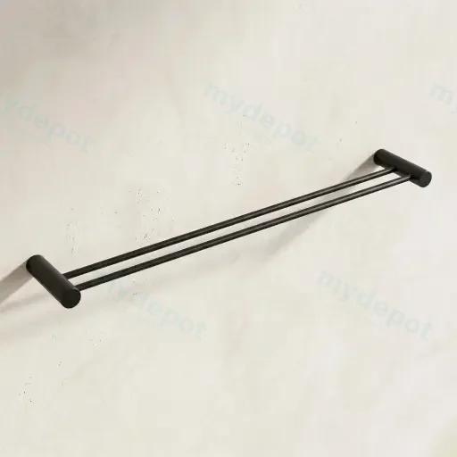 Black Double Towel Rail 600mm
