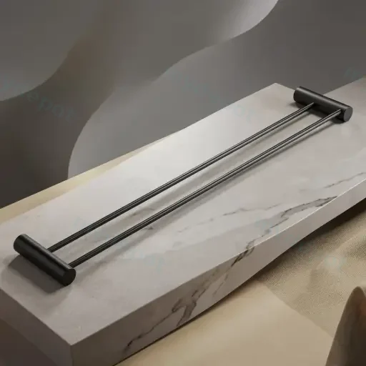 Gun Metal Grey Double Towel Rail 600mm