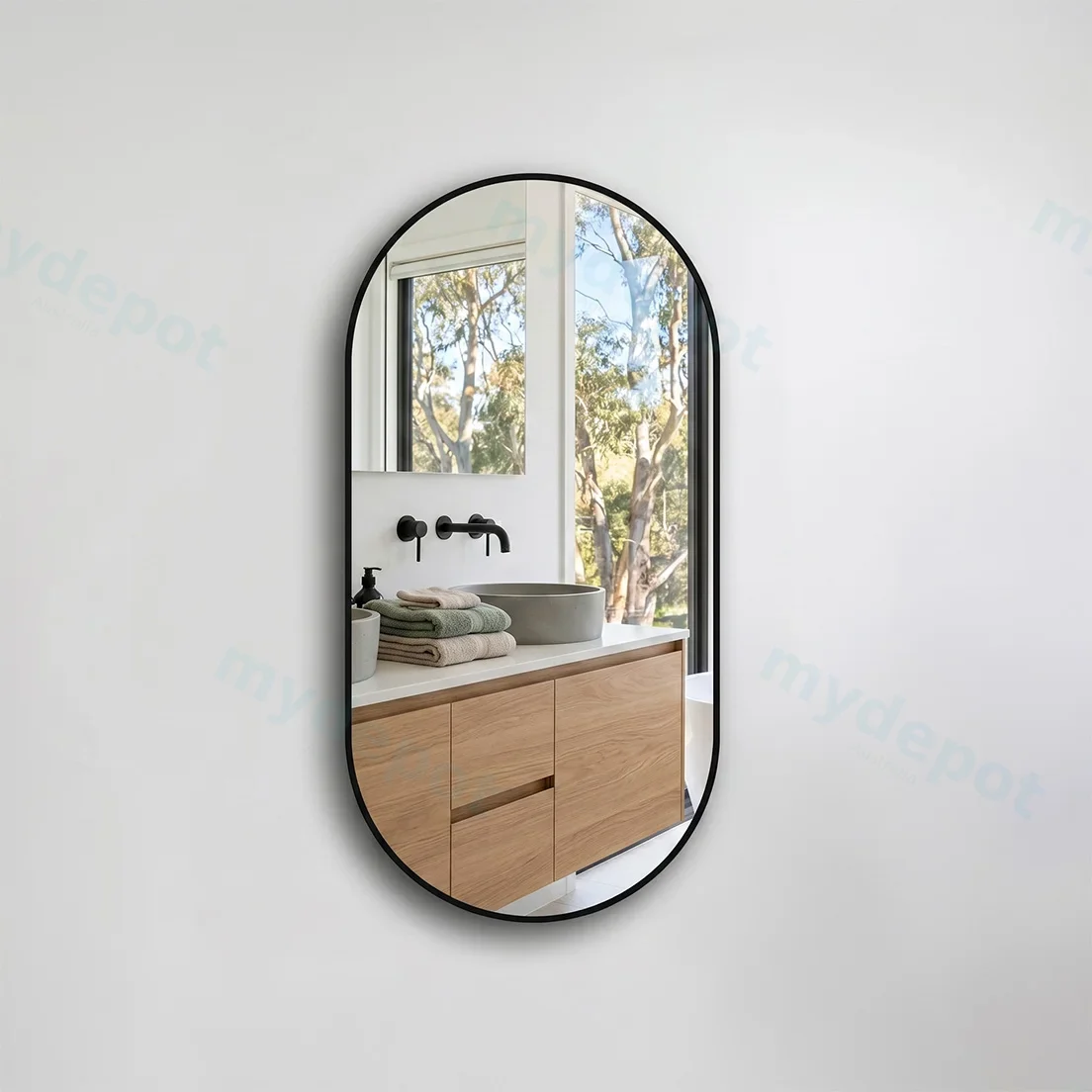 500*1000mm Matte Black Frame LED Lighting Dressing Mirror 3 Lighting Options controlled With Touch Sensor Switch Frontlit
