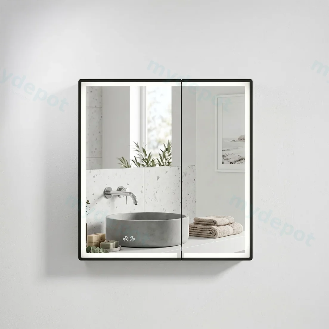 750*720*139mm Silver Brushed Rectangular LED Mirror Shaving Cabinet(Double Doors,Anti-Fogging)