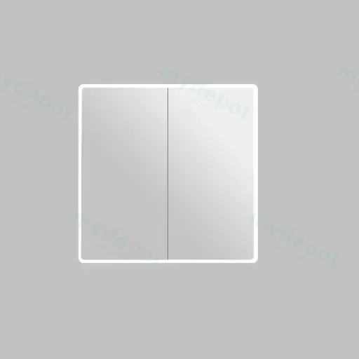 750*155*750mm Avola PVC LED Mirror Matte White Cabinet With LED Lights