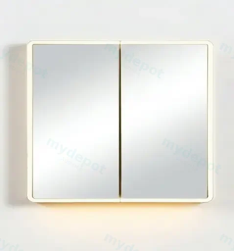 900*155*750mm Avola PVC LED Mirror Matte White Cabinet With LED Lights