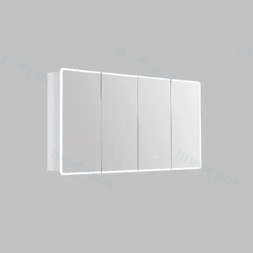 1500*155*750mm Avola PVC LED Mirror Matte White Cabinet With LED Lights