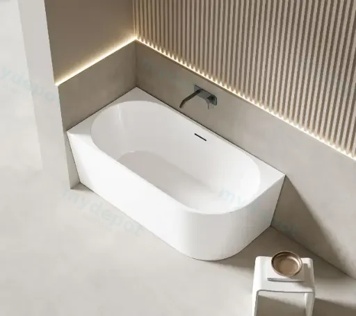 1500X750X600mm Matte White Bingie Skirt Bath Left Coner With Overflow 40mm Waste+Pipe Supplied