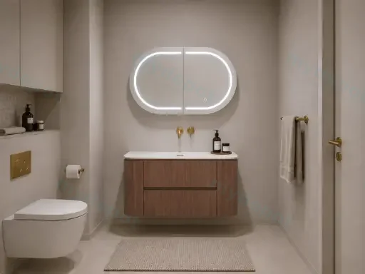 890x495x470mm Mocha Oak Woodmatt Ravello Modern Wall Hung Plywood Vanity