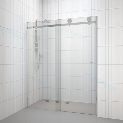 870-1180mm Shower Screen Wall to Wall Sliding Door Frameless 10mm Clear Tempered Glass Round Handle