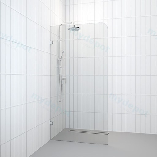 800-1200mm Shower Screen Curved Corner Fixed Panel Frameless 10mm Clear Tempered Glass Walk In