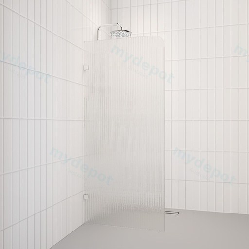 800-1200mm Shower Screen Curved Corner Fixed Panel Frameless 10mm Fluted Tempered Glass Walk In