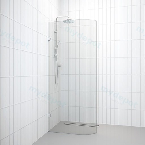 800-1100mm Shower Screen Walk In Curved Body Fixed Panel Frameless 10mm Clear Tempered Glass