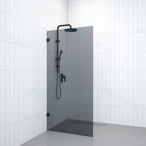 900-1200mm Shower Screen Walk In Fixed Panel Frameless 10mm Grey Tinted Tempered Glass
