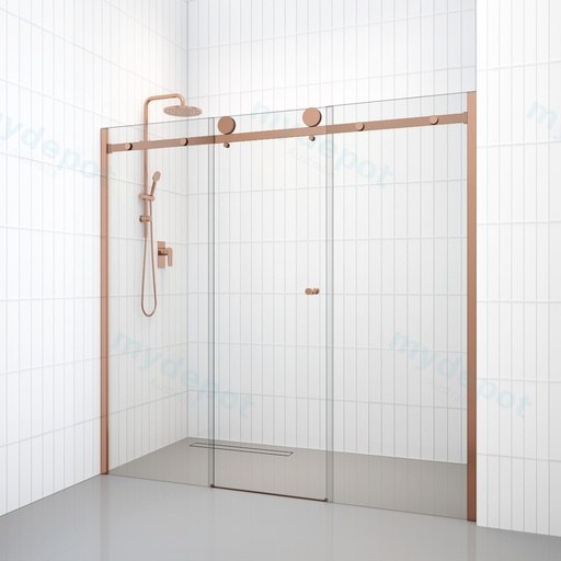 1400-2530mm Shower Screen Wall to Wall 3 Panels Sliding Door Frameless 10mm Clear Tempered Glass Middle Entry