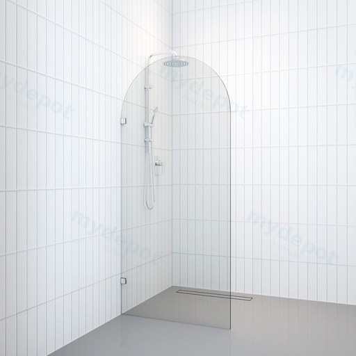 700-1000mm Shower Screen Walk In Arch Top Fixed Panel Frameless 10mm Clear Tempered Glass