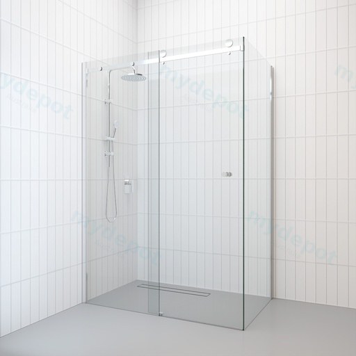 800-1200mm Shower Screen Return Panel Fixed Glass Panel Frameless 10mm Clear Tempered Glass For L-Shape Installation